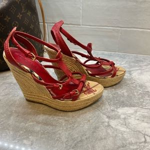 Burberry red leather sandals